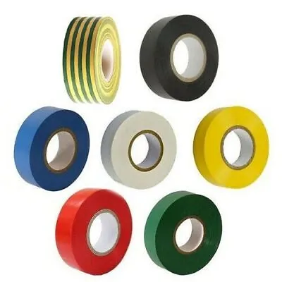 20 Metre Rolls Electricians Pvc Insulating Insulation Tape 7 Various Colours • £1.57