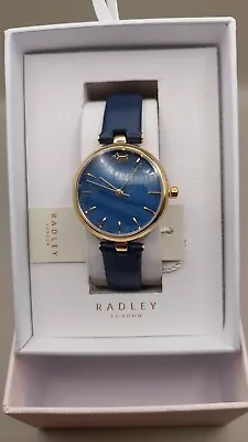 Radley RY2972 Gold Plated Navy Leather Strap Watch • $46