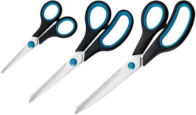 Westcott N-9002700 Easy Grip Soft Grip Scissor - Black/Blue Set Of 3 • £11.23