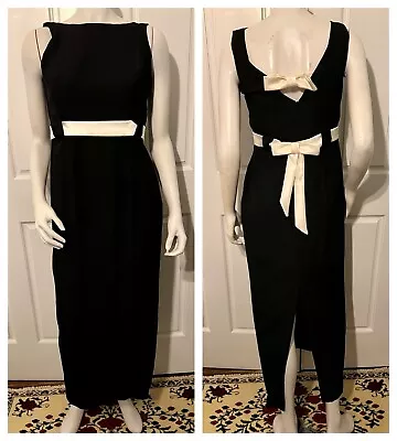 Vintage House Of Bianchi Black & White Full Length Maxi Formal Gown Dress Sz S • $39.99