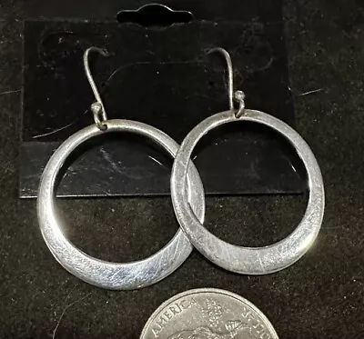 Unusual Modernist Circle Sterling Silver 925 Earrings Geometric Drops • $10.99