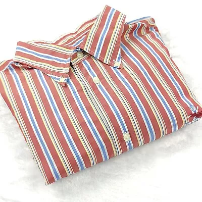 Faconnable 2XL Mens Long Sleeve Wine Red Casual Shirt Striped Vintage Business • £15.43