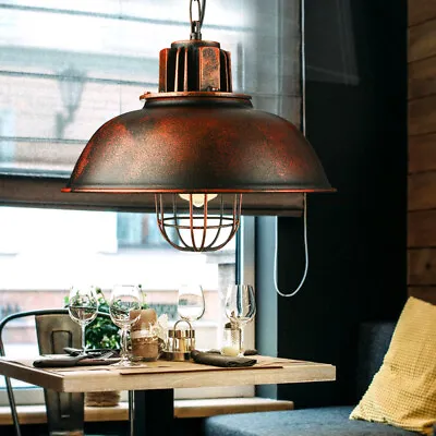 Rustic Industrial Vintage Metal Cage Pendant Light Hanging Ceiling Lamp Fixture • $45.01