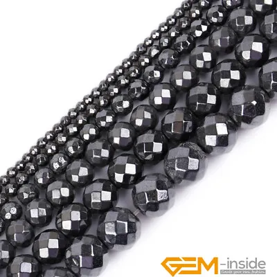 Natural Faceted Black Hematite Gemstones Magnetic Beads For Jewelry Making 15  • $3.60