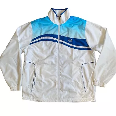 Sergio Tacchini Windbreaker Track Jacket Men's XL White Blue • $49.99