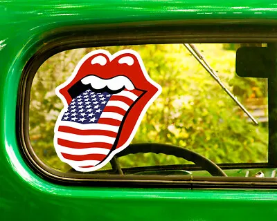 2 ROLLING STONES US FLAG DECAL Stickers Bogo For Car Bumper Laptop Window • $3.95