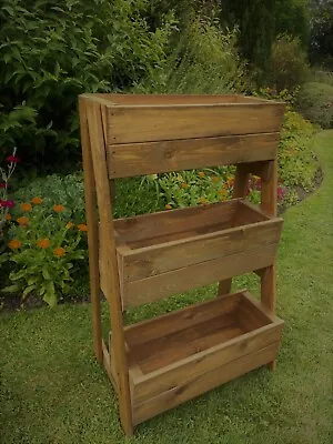 £59.99 • Buy Wooden Ladder Planter Trough Plant Garden Herb Strawberry Raised Stepped Tiered 