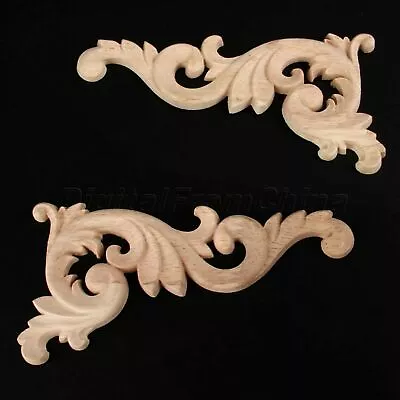 $4.85 • Buy Wood Carved Onlay Applique Frame Floral Pattern Furniture Decoration Unpainted