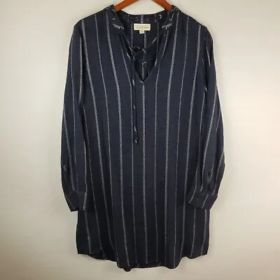 Anthro Cloth & Stone Versify Tunic Dress Women's Medium Blue Striped Drawstring • $29.99