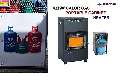 4.2kw Calor Gas Portable Cabinet Heater Fire Butane With Regulator & Hose-15kg • £74.99