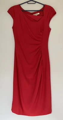 £15 • Buy LK Bennett Davina Red Ruched Midi Pencil Dress Size 10 Knee Length Occasion Work