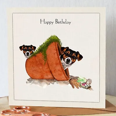 Cute Birthday Card. Jack Russell Puppies Up To Mischief. Very Cute. • £3.55