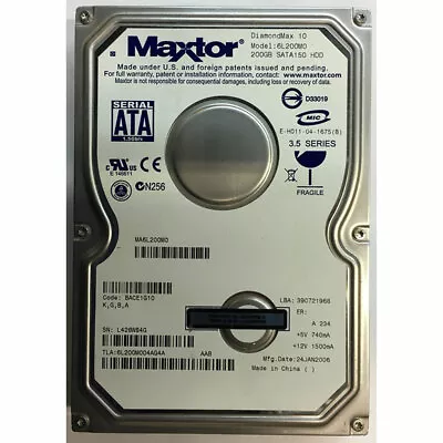 6L200M0 - Maxtor 200GB 7200 RPM SATA 3.5  HDD • $29