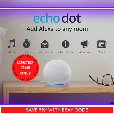 $56.95 • Buy Brand New Echo Dot (4th Gen) - Smart Speaker With Alexa (Glacier White)