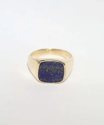 Blue Lapis Lazuli Ring 14k Gold Ring Handmade Mens Signet Ring Gift For Husband • $55.25