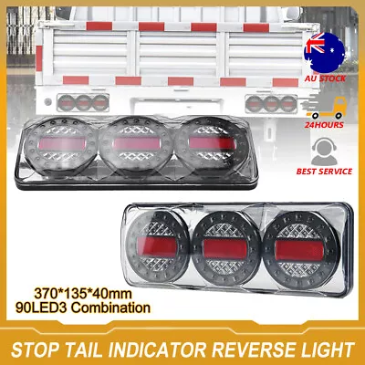 2Pcs 90 Tail Lights 3 LED Combination Stop Tail Indicator Reverse Truck UTE LED • $172.99