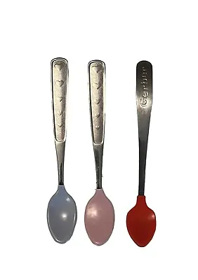 Vtg 1996 Munchkin & Gerber Soft Bite Tip Spoon Lot Of 3 Heart Pattern Handles • $10.95