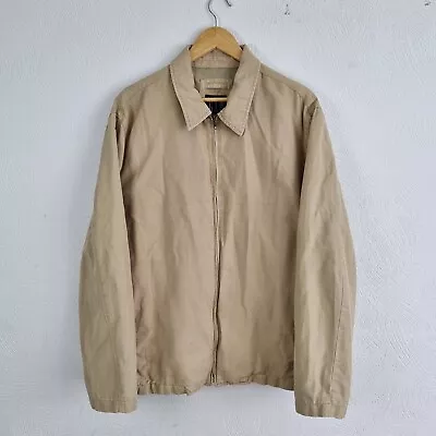 GAP Bomber Jacket Mens Large Beige Linen Blend Canvas Chore Collared Outdoors • £25.46