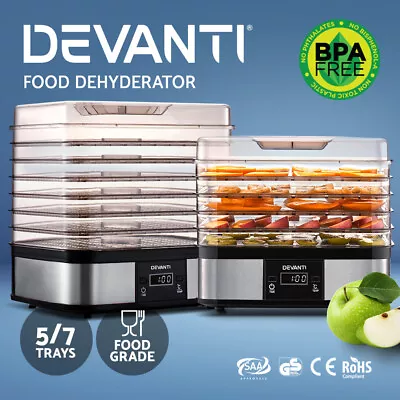 Devanti Food Dehydrators Dehydrator Beef Jerky 5/7 Trays Commercial Fruit Dryer • $65.95
