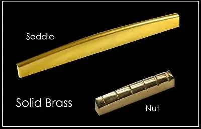 AHC BRASS NUT And SADDLE Set For 6 String Acoustic Guitar - UNIVERSAL FIT • $24.99