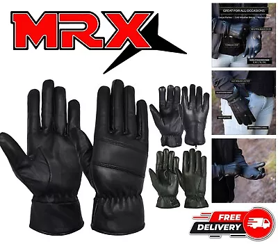 Mens Cold Weather Gloves Casual Party Dress Motorcycle Driving Glove Leather • $18.99