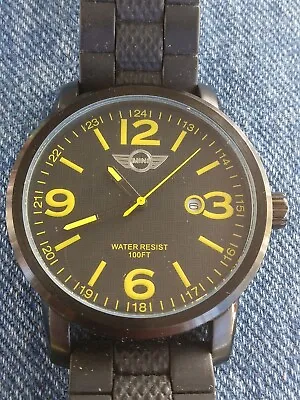 Mini Cooper Water Resistant Watch Black Dial Yellow Indicates With  Date Window  • $74.95