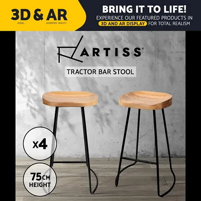 $317.95 • Buy Artiss 4 X Vintage Tractor Bar Stools Retro Bar Stool Industrial Chairs 75cm