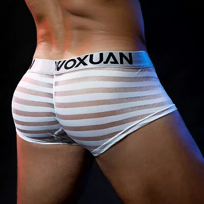 Men's Sexy Underwear Transparent Underpants Boxers Mesh Shorts Pouch Briefs UK • £2.39