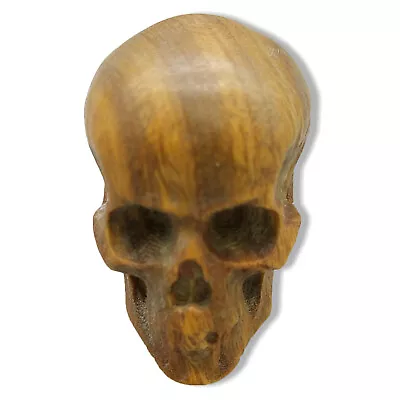 1.4  Hand Carved Verawood Netsuke Skull Skeleton Head Art Wood Carving Halloween • $11.39