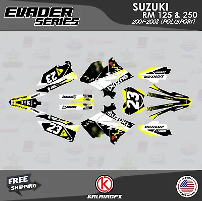 Graphics Kit For SUZUKI RM125 250 2001-08 POLISPORT RESTYLE EVADER-yellow • $82.99