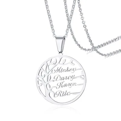 Custom 4 Names Pendant Necklace Tree Of Life Family Jewelry Women Name Necklace • £7.19