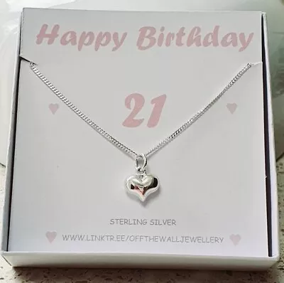 21st Birthday Necklace.  Heart Necklace Girlfriend 21st Gift For Her • £21