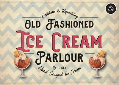 Ice Cream Parlour Retro Style Wall Sign Party Decoration Decor Metal Plaque • £4.70
