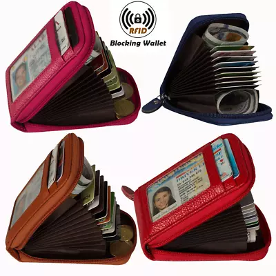 RFID Blocking Credit Card Case Organizer Leather Zip-Around Security Wallet Gift • $8.86