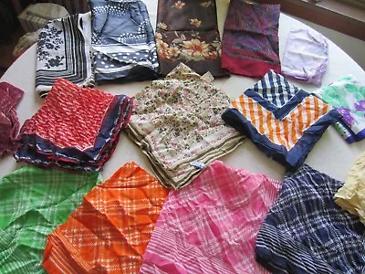 Lot Of 15 Vintage SCARVES... Japan - Italy ...RAYON NYLON ACRYLIC POLY • $23.80