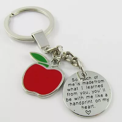 Teacher Gift Apple Message Handprint On My Heart Charm Keychain Keyring 90mm • $12.95