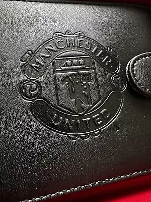 GENUINE MANCHESTER UNITED Official Black Leather Wallet Boxed NEW • £30