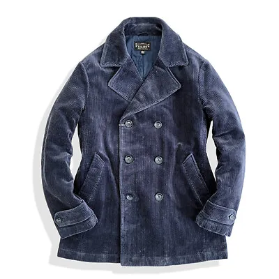 Winter Warm Corduroy Pea Coat Men's Cotton Padded Jacket Vintage Casual Coat • $196.55