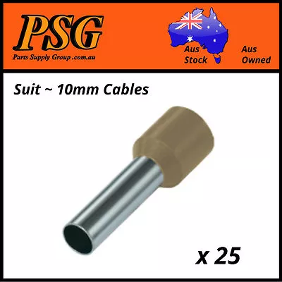 Cable Ferrules 10mm2 X 25 Pack Bootlace Pin Crimps Wire Sleeves • $11