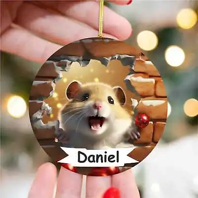 Personalised Hamster Christmas Printed Bauble Acrylic Gift Tag A40 • £4.99