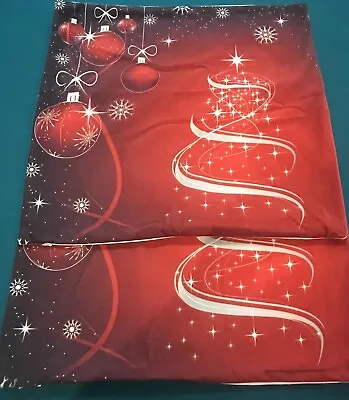 Christmas Red Ornaments Velvet Like Pillow Covers (17 X 18) W/Zipper SET OF FOUR • $24.99