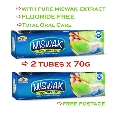 £6.99 • Buy Miswak Toothpaste 70g X 2 Pack Herbal Pure Miswak Extract Fluoride-Free AL Khair