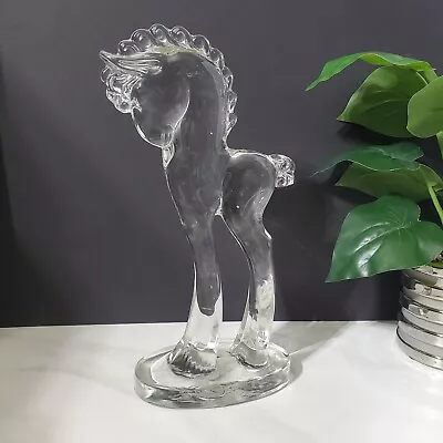Vintage Clear Art Glass Tall Horse Figurine • $25.91