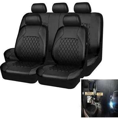 Luxury Universal 5-Seats Car Seat Covers Full Set PU Leather Front Rear Cushion • $68.03