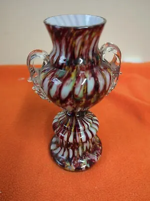 Murano Glass Style Trophy Vase.  Multi Coloured Glass Vase. • £12