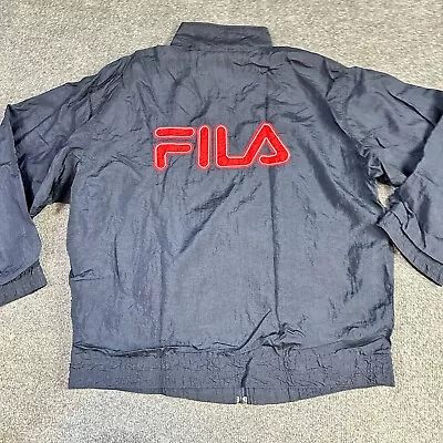 Fila  Jacket L Blue Full Zip Nylon Vintage Spellout • $15.92