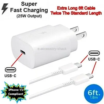 25w Type USB-C Super Fast Wall Charger+6FT Cable For IPhone 15 Pro Max Plus • $4.45