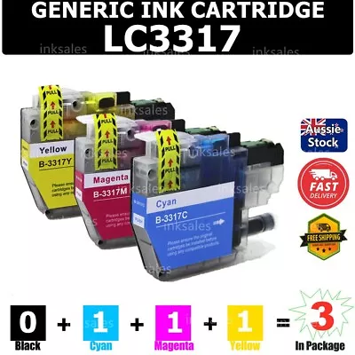 3x Generic LC3317 Colour Ink For Brother J5330dw J5730dw J6530dw J6730dw J6930dw • $14.50