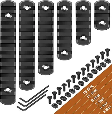 6 Pack Lock Picatinny Rail Aluminum 3/5/7/9/11/13 Slot Set M-Lok Picatinny Rail • $14.99