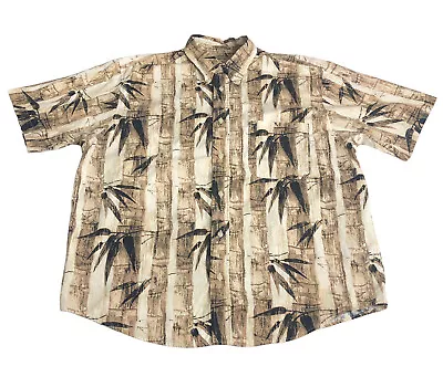 Natural Issue Shirt Mens Large Tan Wrinkle Free Bamboo Hawaiian Camp Button Up • $17.27